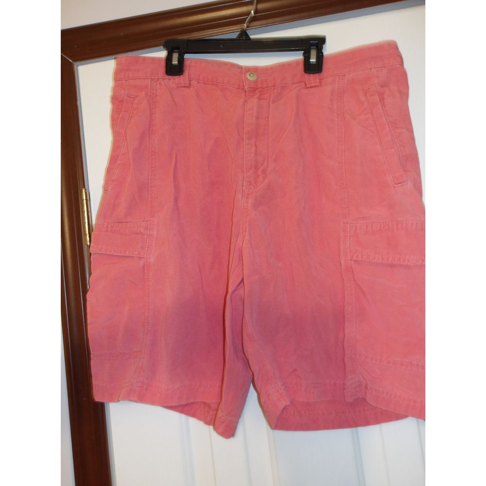 Tommy‎ Bahama Salmon Pink Cotton Cargo Shorts  Casual Summer Beach Wear
